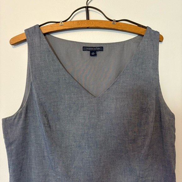 Tommy Hilfiger Blue Chambray V-Neck Dress Size 10 - Picture 3 of 11